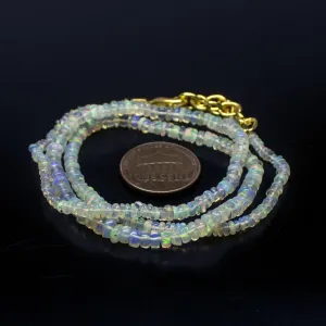 Ethiopian Opal Smooth Rondelle Beads Gold Vermeil Necklace 18" 3mm 4mm