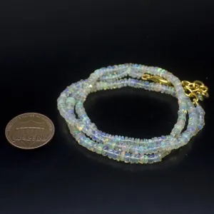 Ethiopian Opal Smooth Rondelle Beads Gold Vermeil Necklace 18" 3mm  4mm