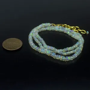 Ethiopian Opal Smooth Rondelle Beads Gold Vermeil Necklace 18" 3mm 4mm