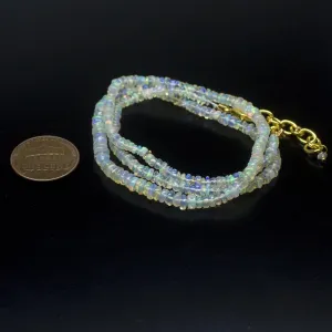 Ethiopian Opal Smooth Rondelle Beads Gold Vermeil Necklace 18" 3mm 4mm
