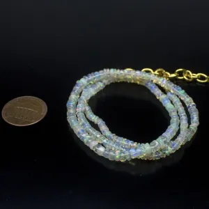 Ethiopian Opal Smooth Rondelle Beads Gold Vermeil Necklace 18" 3mm 4mm