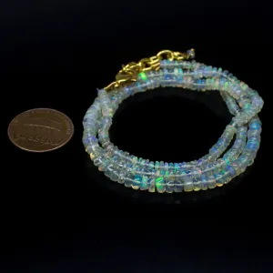 Ethiopian Opal Smooth Rondelle Beads Gold Vermeil Necklace 18" 3mm  4mm
