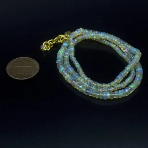Ethiopian Opal Smooth Rondelle Beads Gold Vermeil Necklace 18" 3mm 4mm