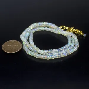Ethiopian Opal Smooth Rondelle Beads Gold Vermeil Necklace 18" 3mm 4mm