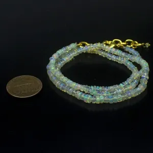 Ethiopian Opal Smooth Rondelle Beads Gold Vermeil Necklace 18" 3mm 4mm