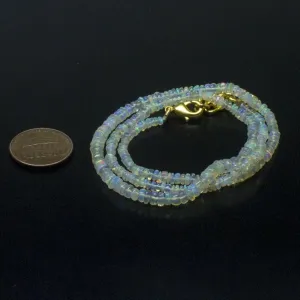 Ethiopian Opal Smooth Rondelle Beads Gold Vermeil Necklace 18" 3mm 4mm