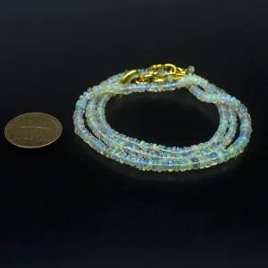 Ethiopian Opal Smooth Rondelle Beads Gold Vermeil Necklace 18" 3mm 4mm