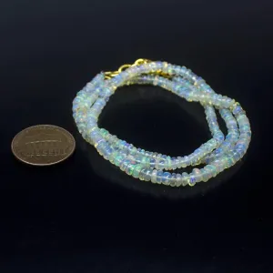 Ethiopian Opal Smooth Rondelle Beads Gold Vermeil Necklace 18" 3mm 4mm