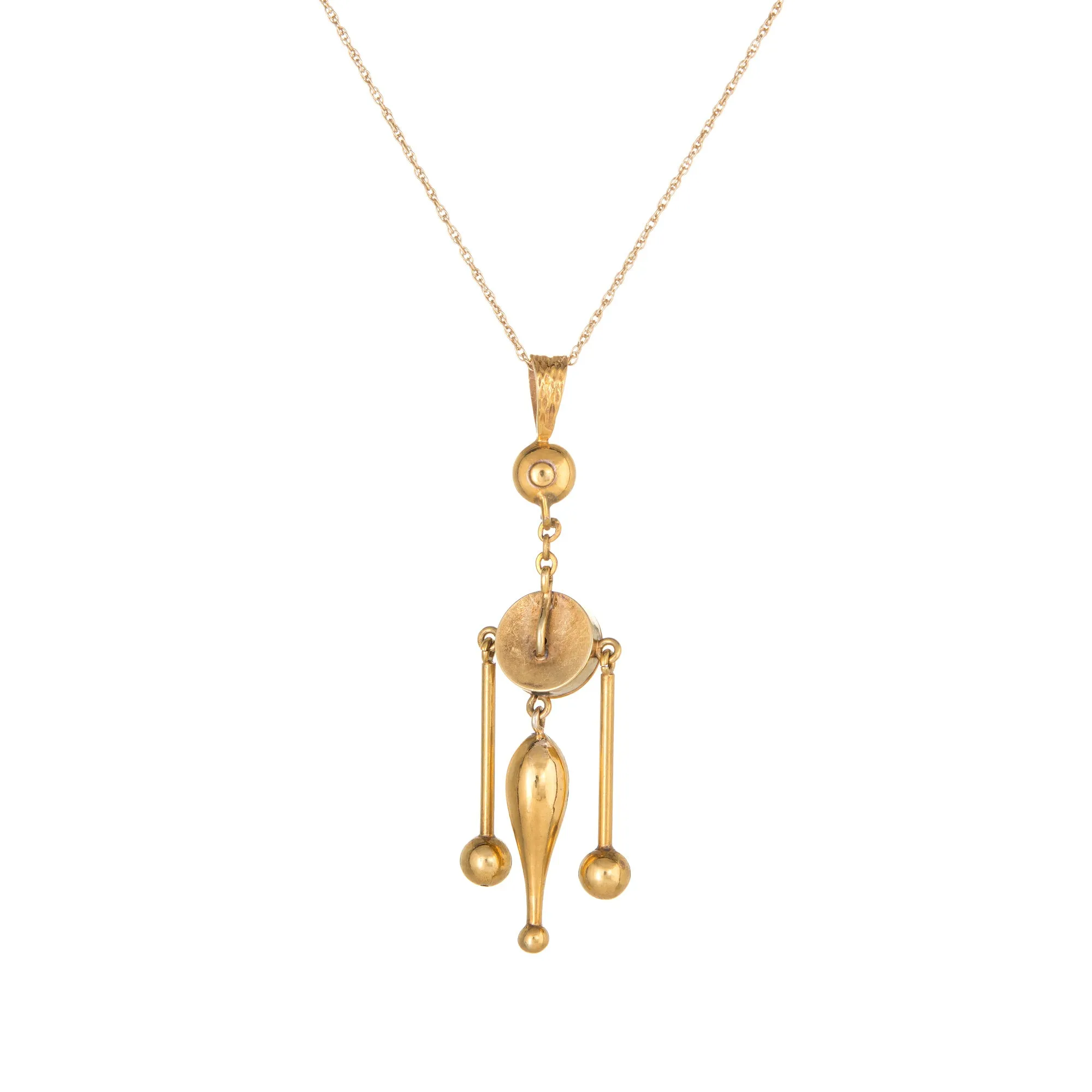 Etruscan Style Necklace 14k Yellow Gold Vintage Jewelry Estate 3 Tier Drop