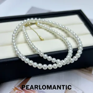 [Fine Jewelry] Akoya White Pearl 4-5mm Classic Necklace w/ 18k Gold Tail Chain