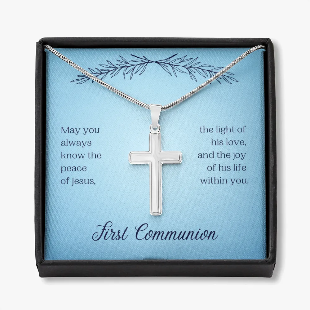 First Communion Personalized Cross Necklace-Always Jesus