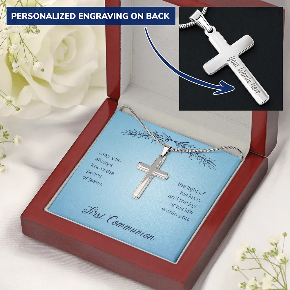 First Communion Personalized Cross Necklace-Always Jesus