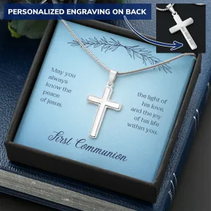 First Communion Personalized Cross Necklace-Always Jesus
