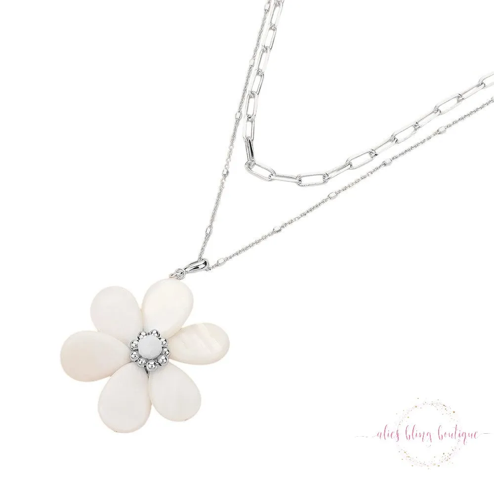 Floral Essence - Silver Necklace