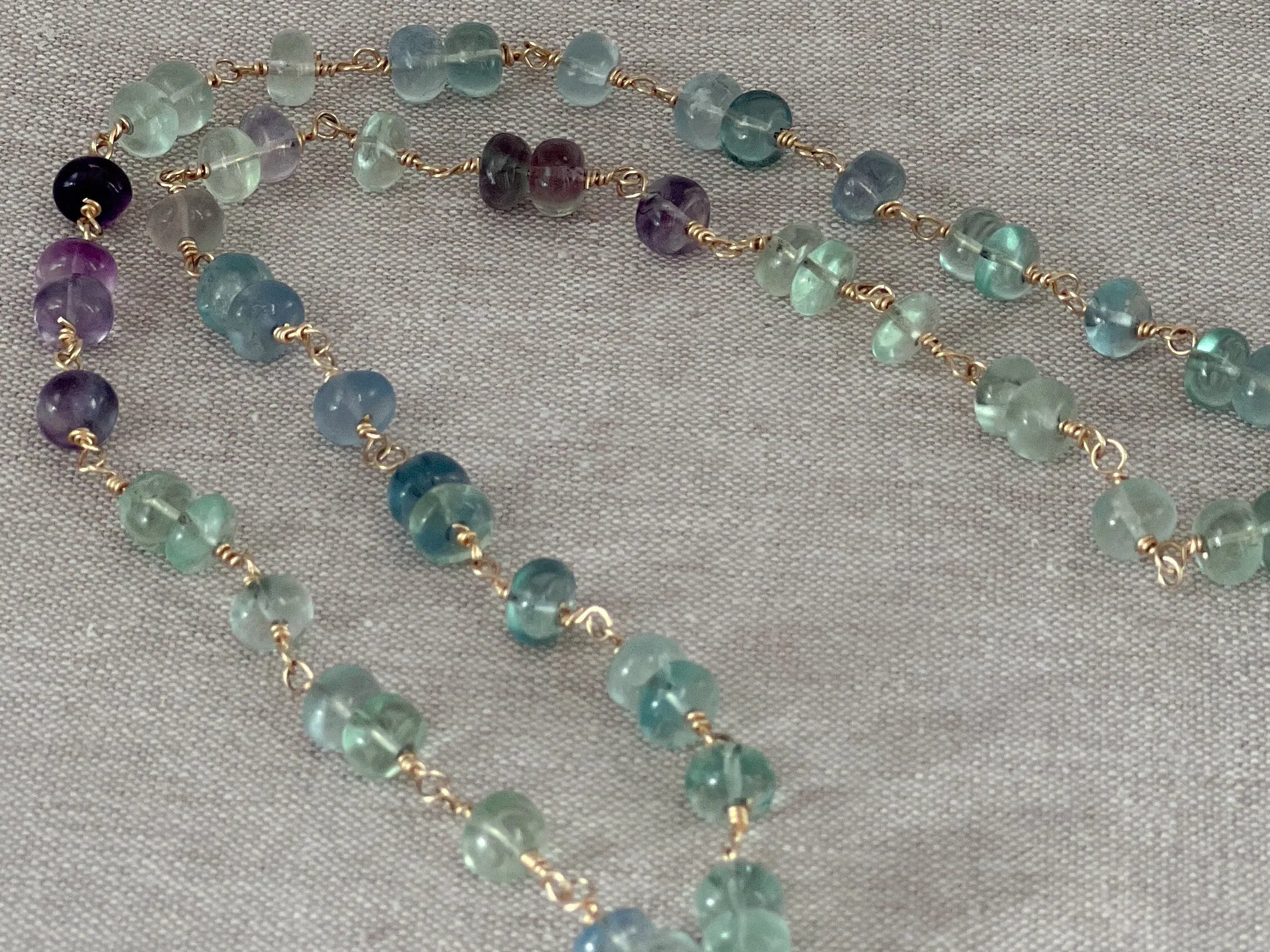 Fluorite Rondelle Necklace with Fluorite Pendant