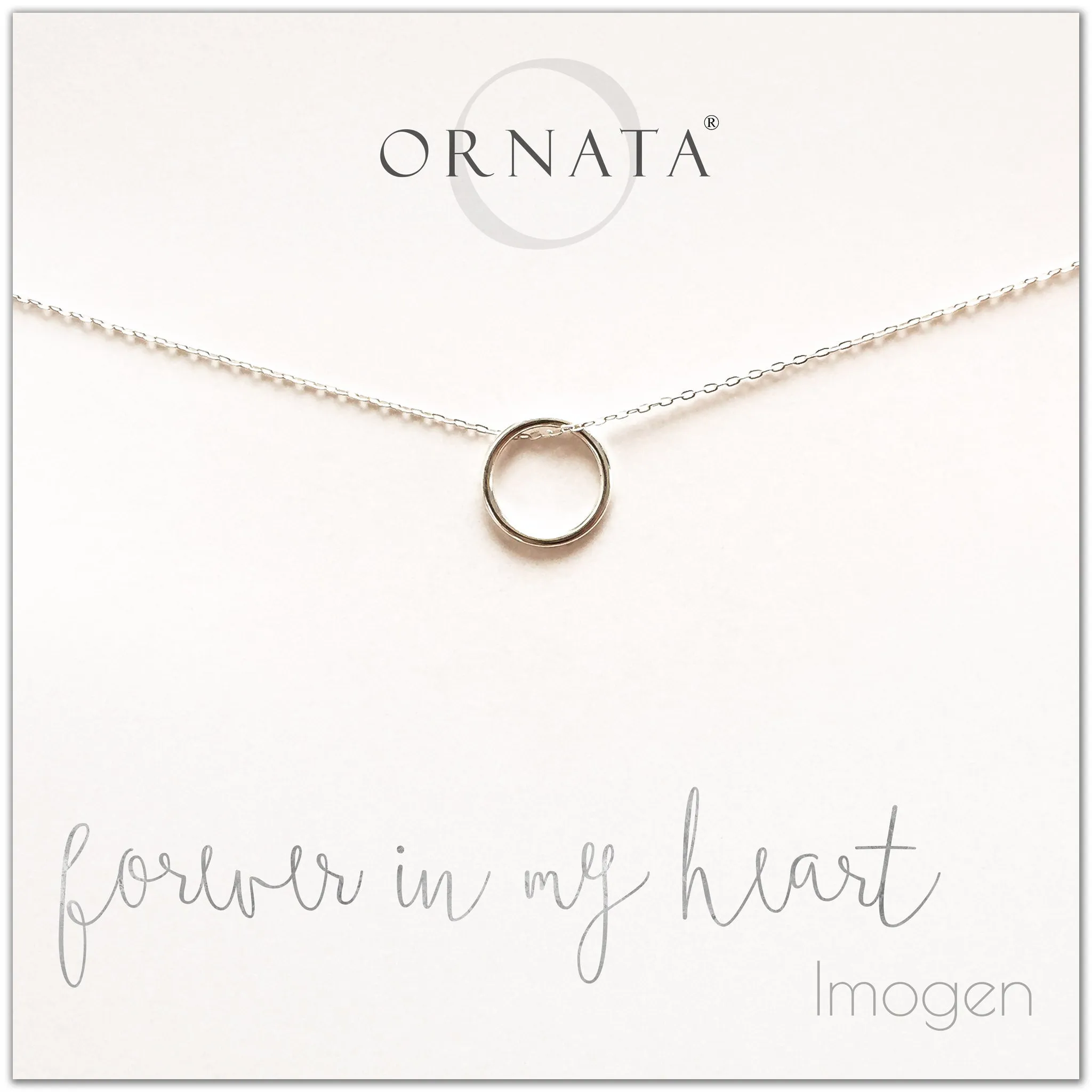 “Forever in My Heart” Sterling Silver Circle Necklace on Personalized Jewelry Card