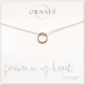 “Forever in My Heart” Sterling Silver Circle Necklace on Personalized Jewelry Card