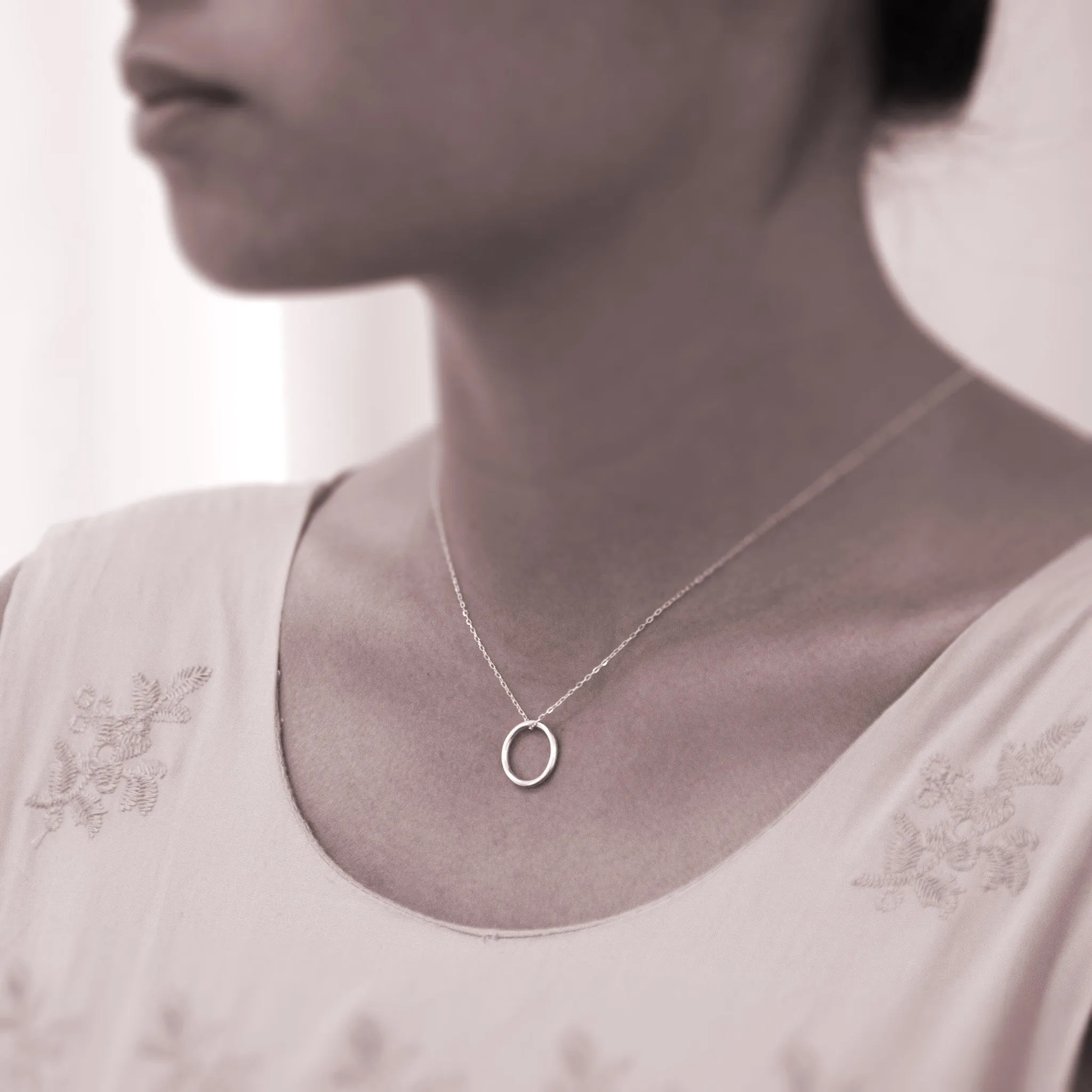 “Forever in My Heart” Sterling Silver Circle Necklace on Personalized Jewelry Card