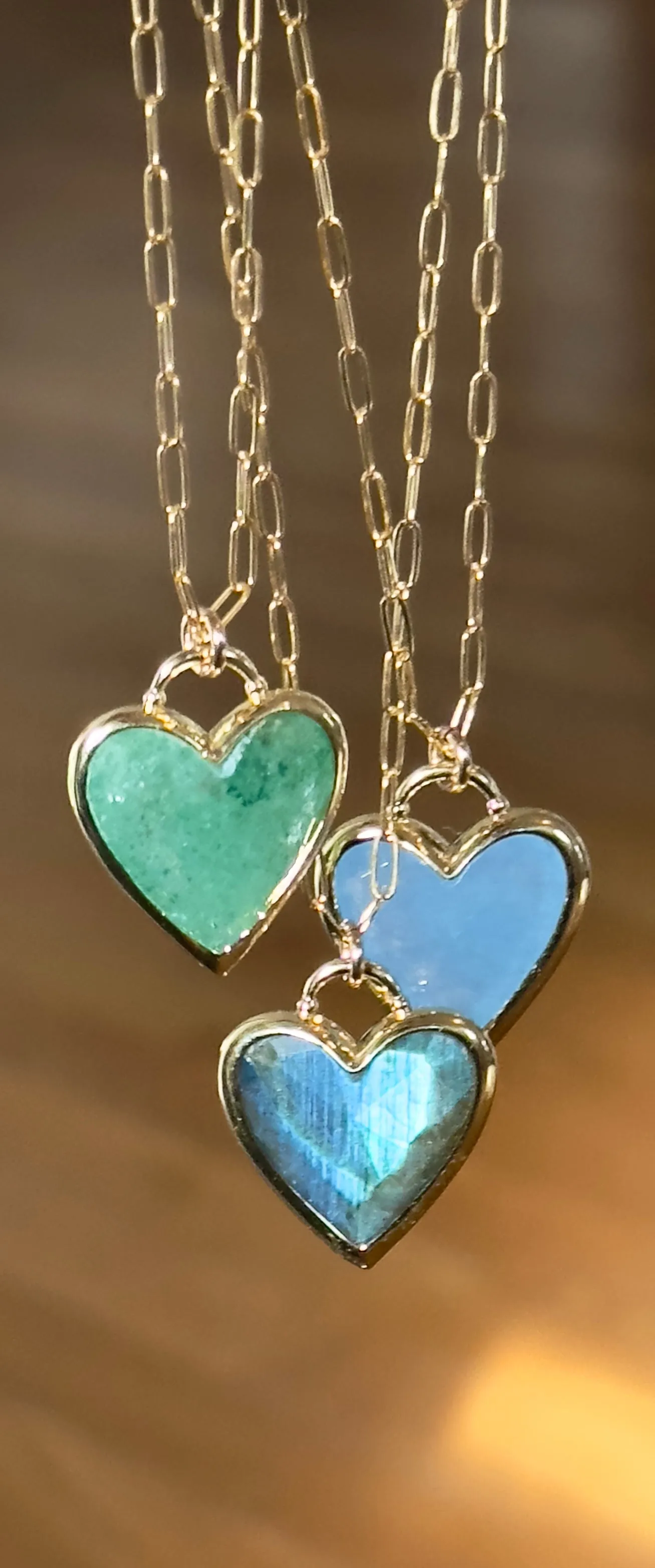 Framed Heart Pendant-Rainbow Moonstone