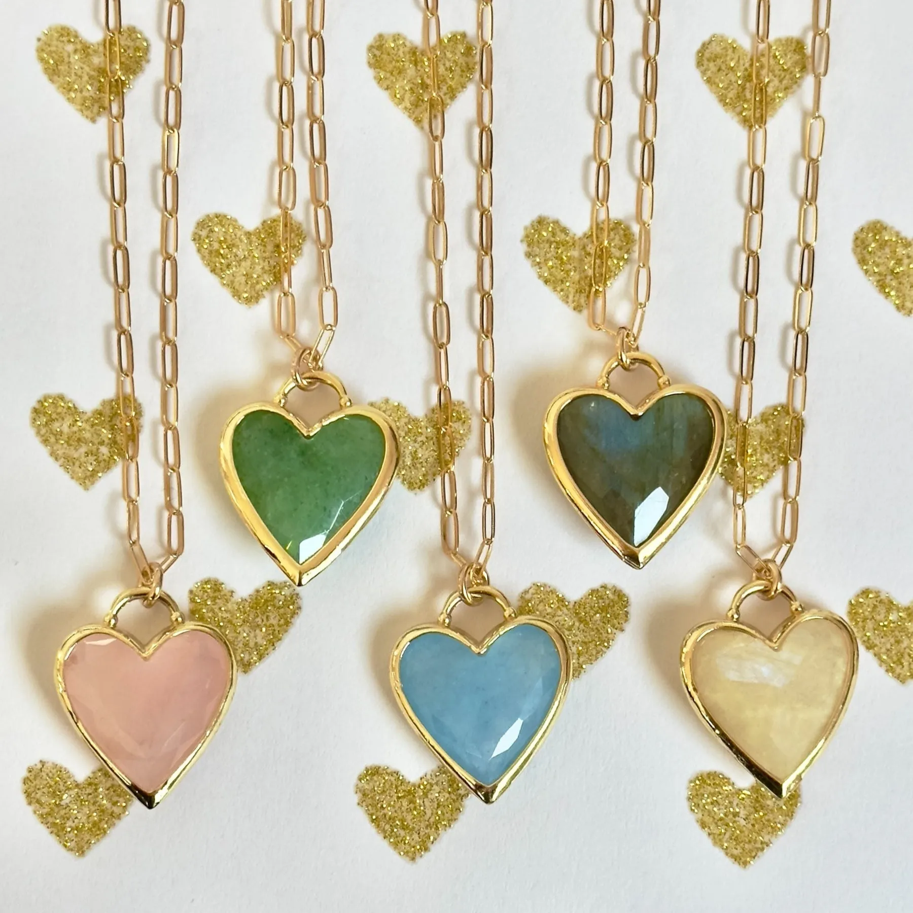 Framed Heart Pendant-Rainbow Moonstone