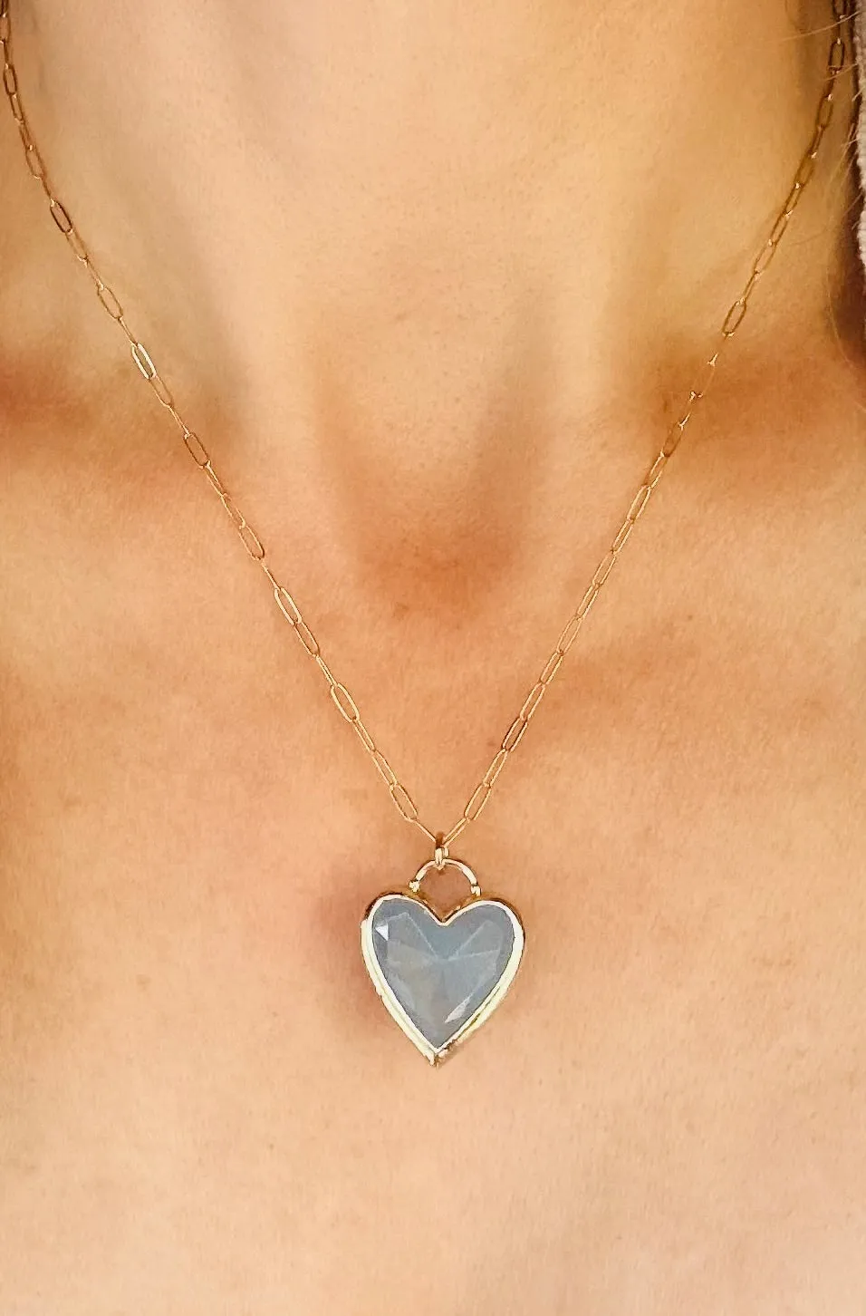 Framed Heart Pendant-Rainbow Moonstone