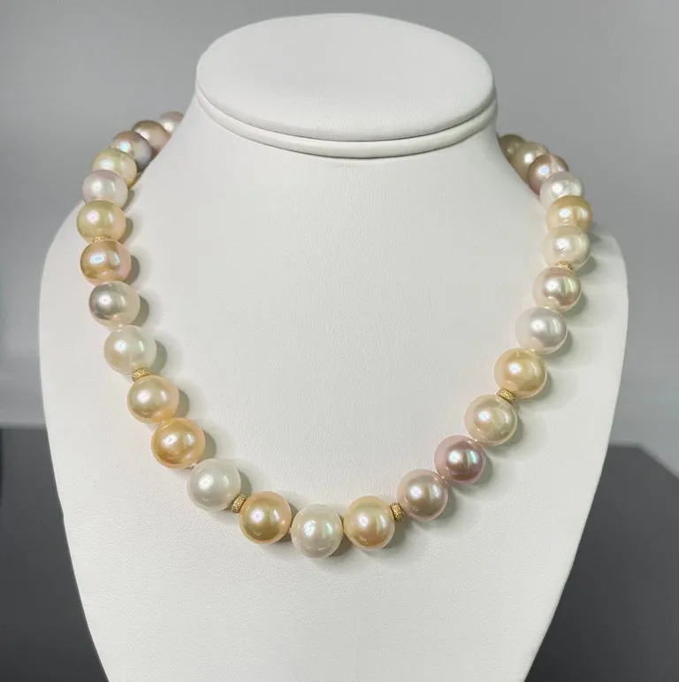 Freshwater Pearl Strand Necklace, Yellow Gold Accents