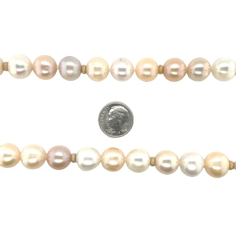Freshwater Pearl Strand Necklace, Yellow Gold Accents
