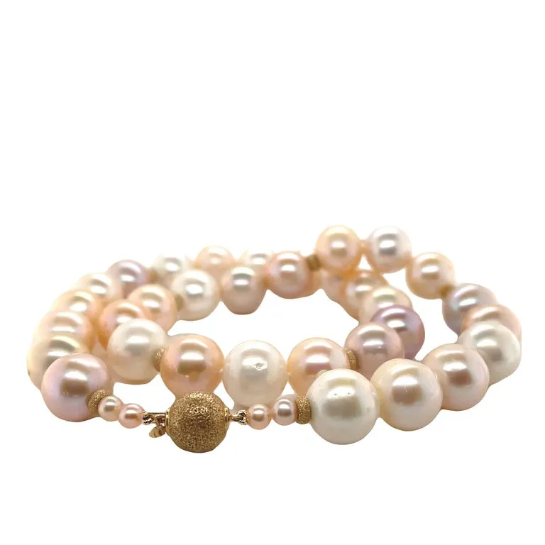 Freshwater Pearl Strand Necklace, Yellow Gold Accents