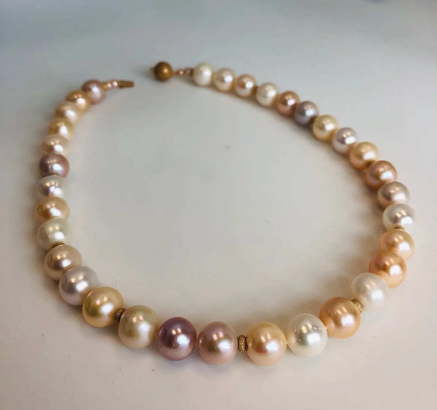 Freshwater Pearl Strand Necklace, Yellow Gold Accents