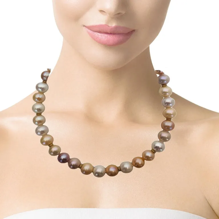Freshwater Pearl Strand Necklace, Yellow Gold Accents