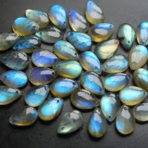 Front Drilled, 10 Beads,Super Finest Blue Flash Labradorite Smooth Pear Shape Briolettes Size 12mm Aprx