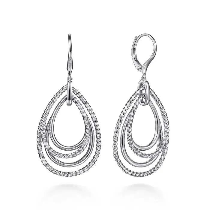 Gabriel & Co. Multi Row Open Teardrop Leverback Earrings in Sterling Silver