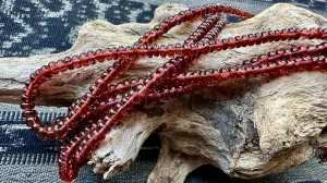 Garnet Bead Strand / Necklace - Graduated Smooth Rondelles - 3mm - 5mm - 16”