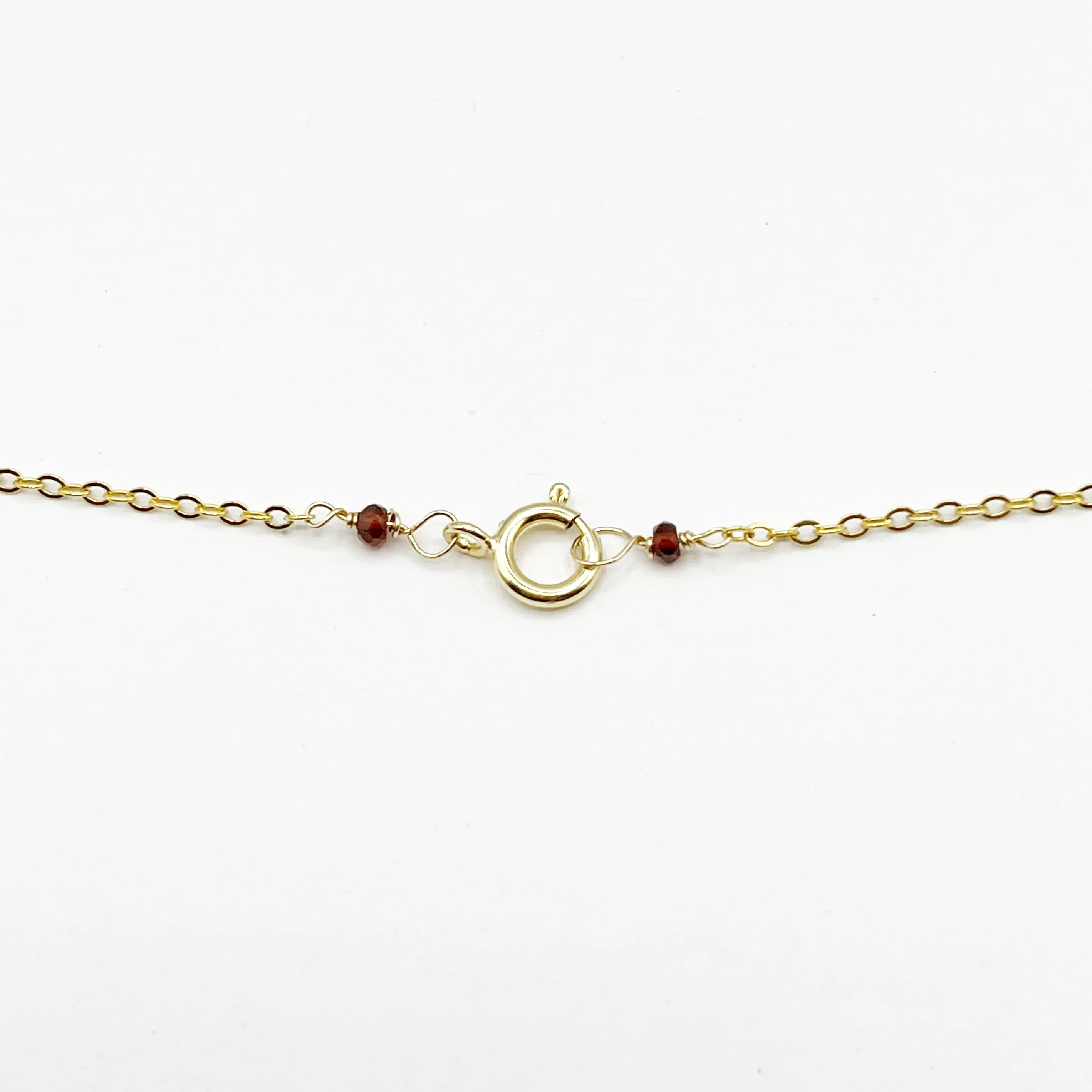 Garnet Briolette Beaded Necklace with Gold