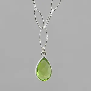 Genuine Peridot Necklace Sterling Silver | August Birthstone Pendant | Natural Green Gemstone Crystal Necklace - 18" Chain