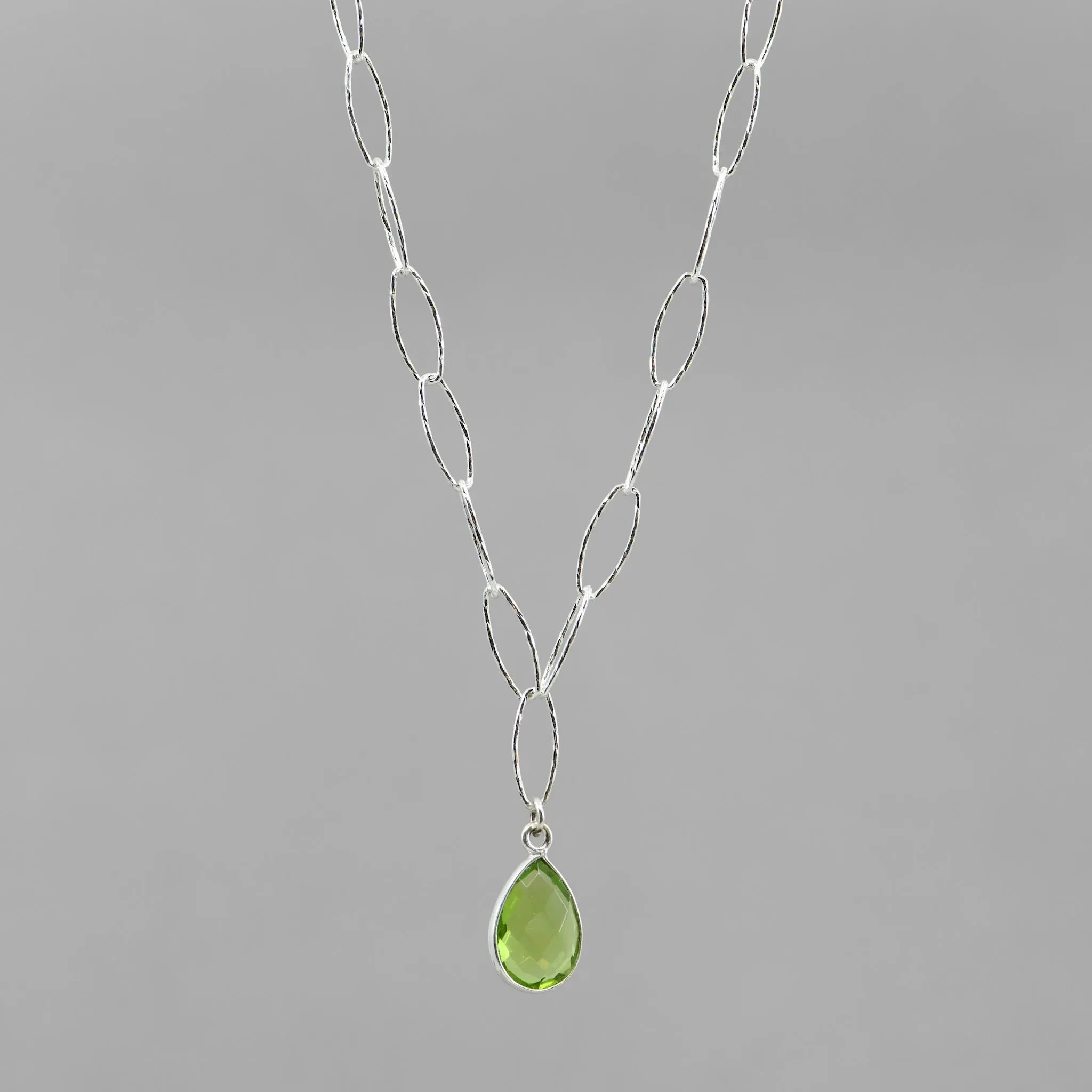 Genuine Peridot Necklace Sterling Silver | August Birthstone Pendant | Natural Green Gemstone Crystal Necklace - 18" Chain