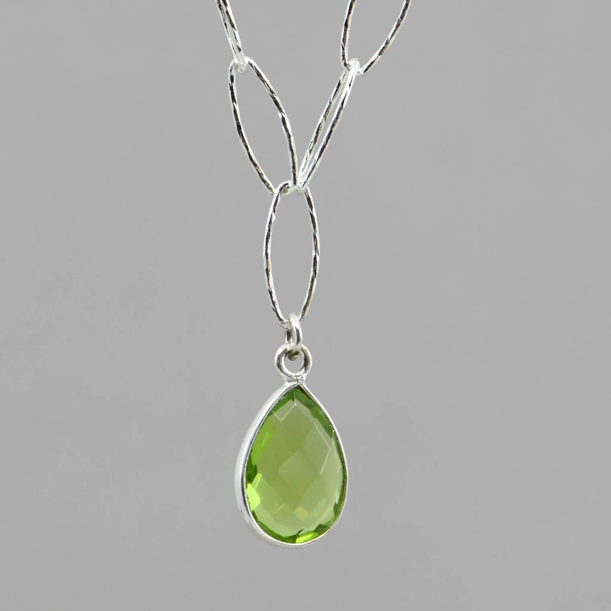 Genuine Peridot Necklace Sterling Silver | August Birthstone Pendant | Natural Green Gemstone Crystal Necklace - 18" Chain