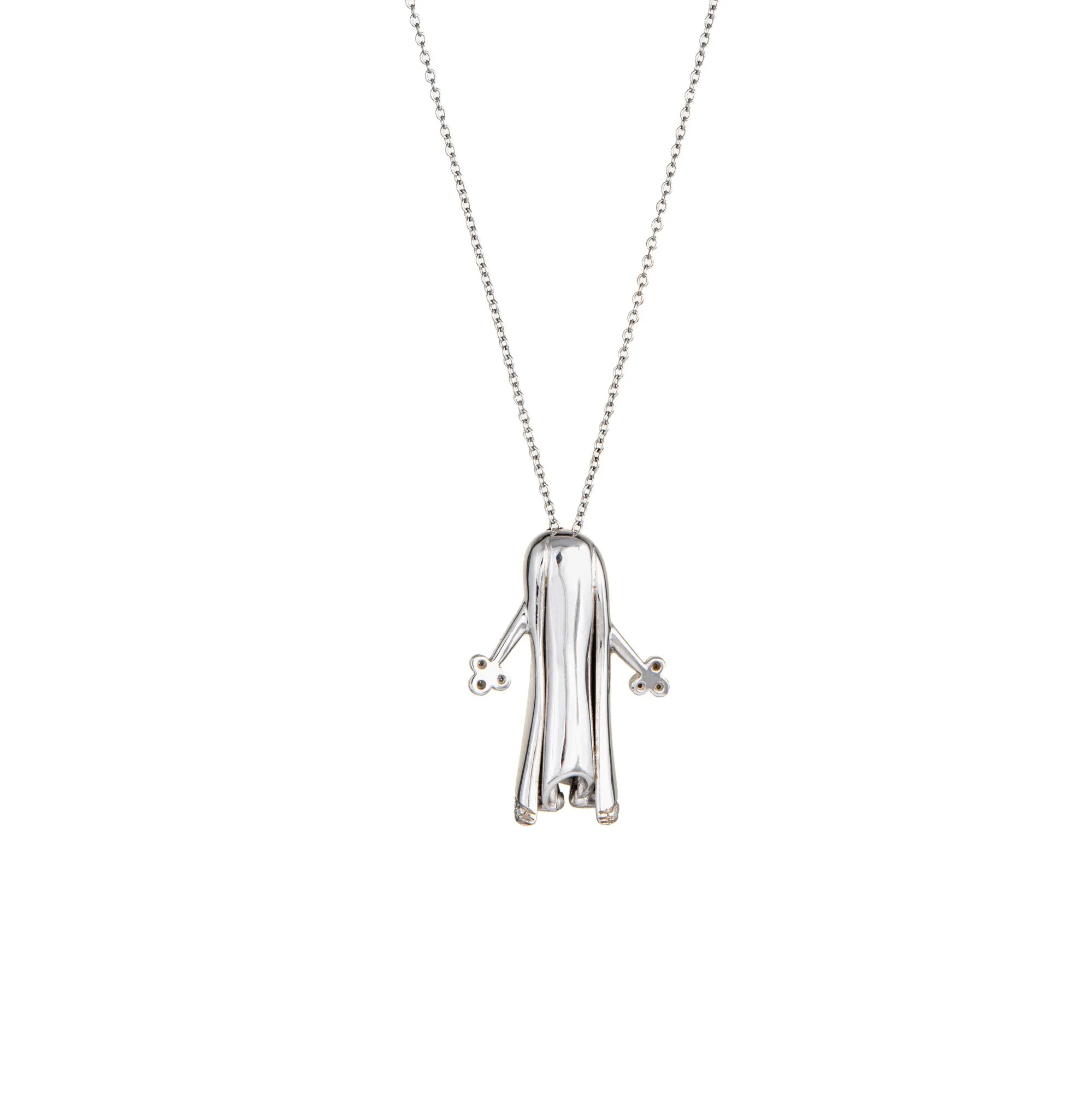 Ghost Necklace Diamond 18k White Gold Estate Fine Unique Spooky Jewelry