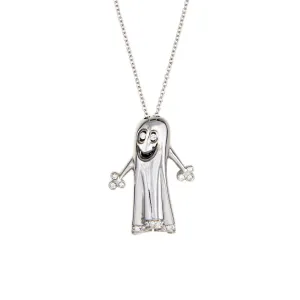 Ghost Necklace Diamond 18k White Gold Estate Fine Unique Spooky Jewelry
