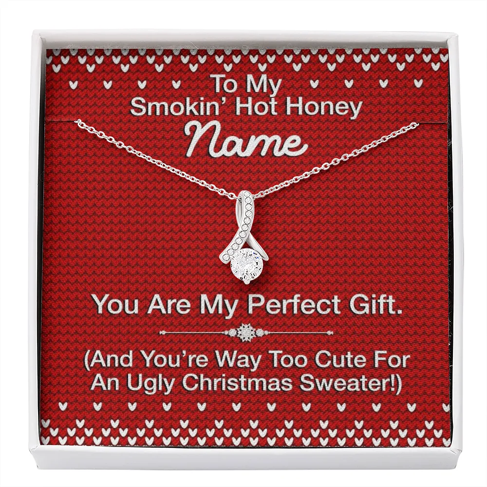 Gift For Wife Christmas, Personalized Names Necklace. To My Smokin' Hot Honey Message Card, Alluring Beauty Necklace