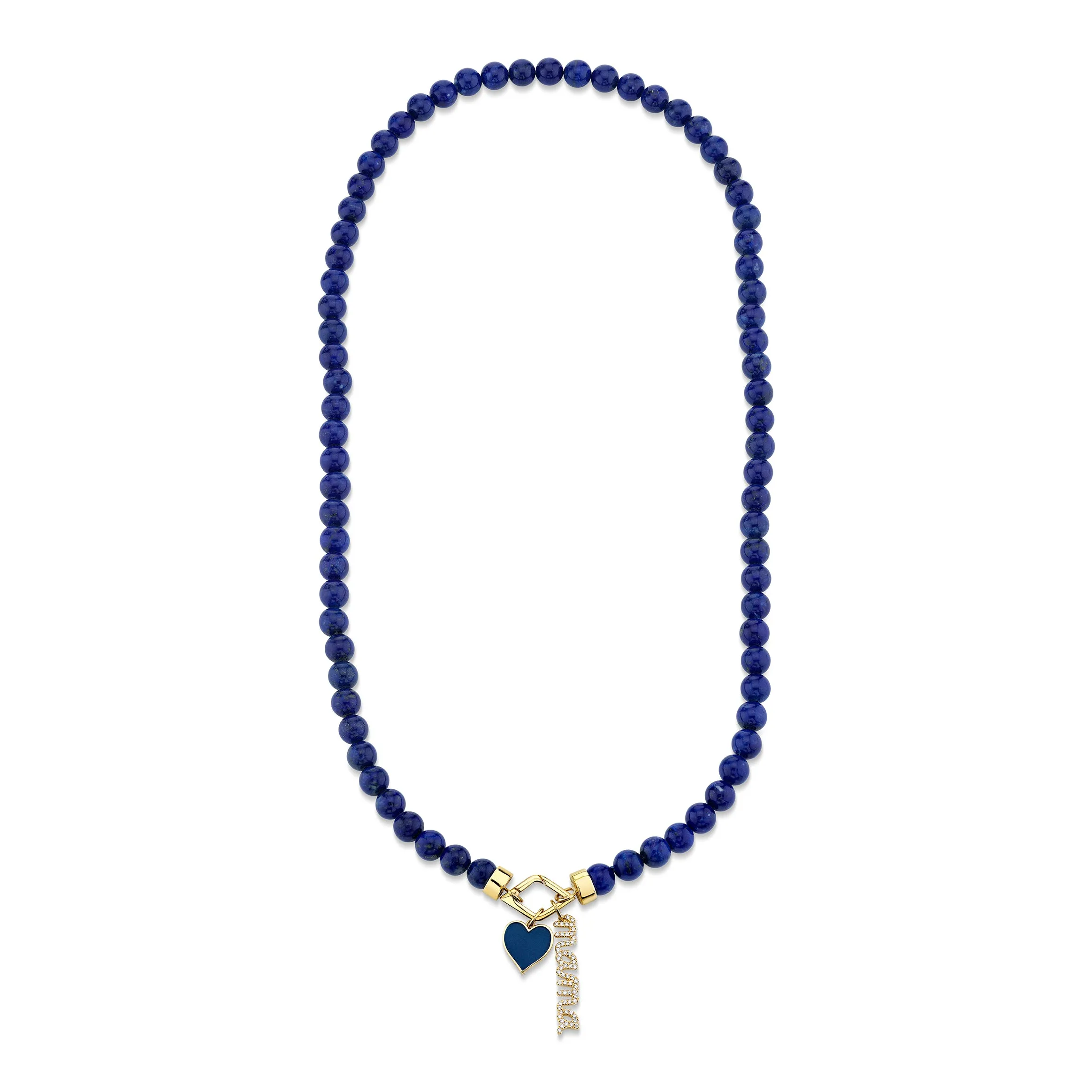 Gold & Diamond Mama Heart Lapis Necklace