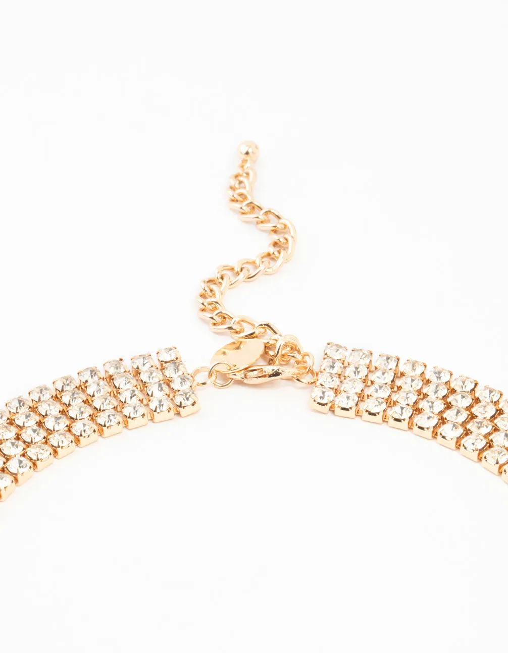 Gold Diamante Multirow Necklace