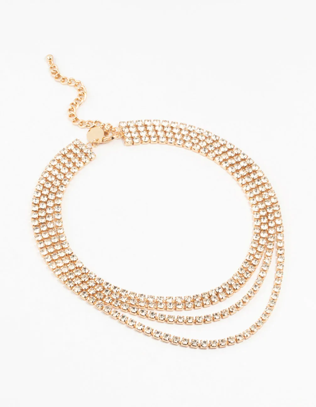Gold Diamante Multirow Necklace