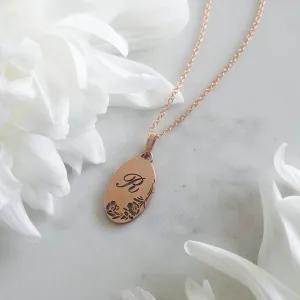 Gold Initial necklace, gold engraved necklace, Personalized rose gold Necklace, Monogram disc necklace, unique initial pendant