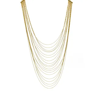 Gold tone metal Multi row Necklace #SQGN1106-4G (LF20/SC8)