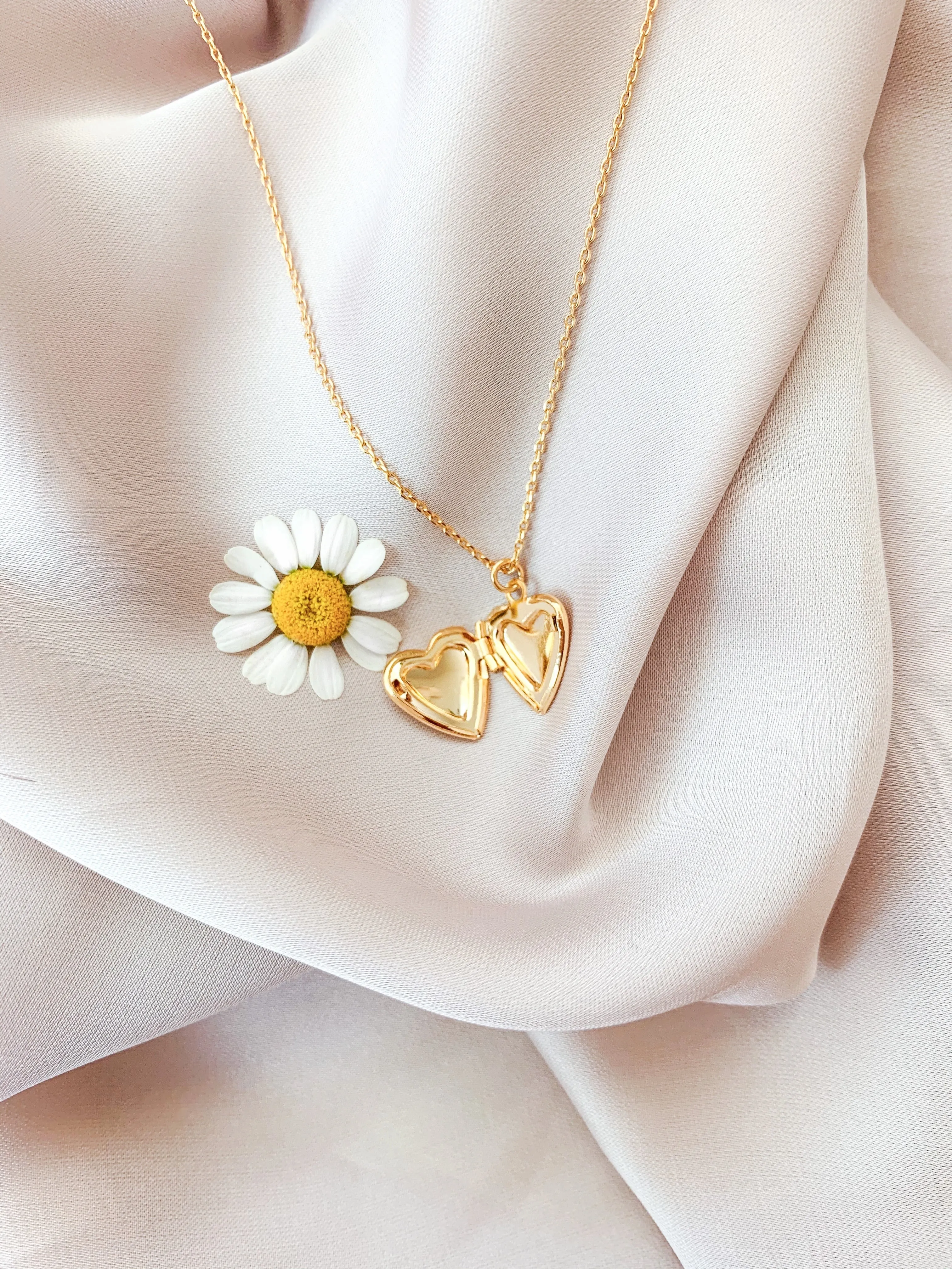 Golden Heart Locket Necklace