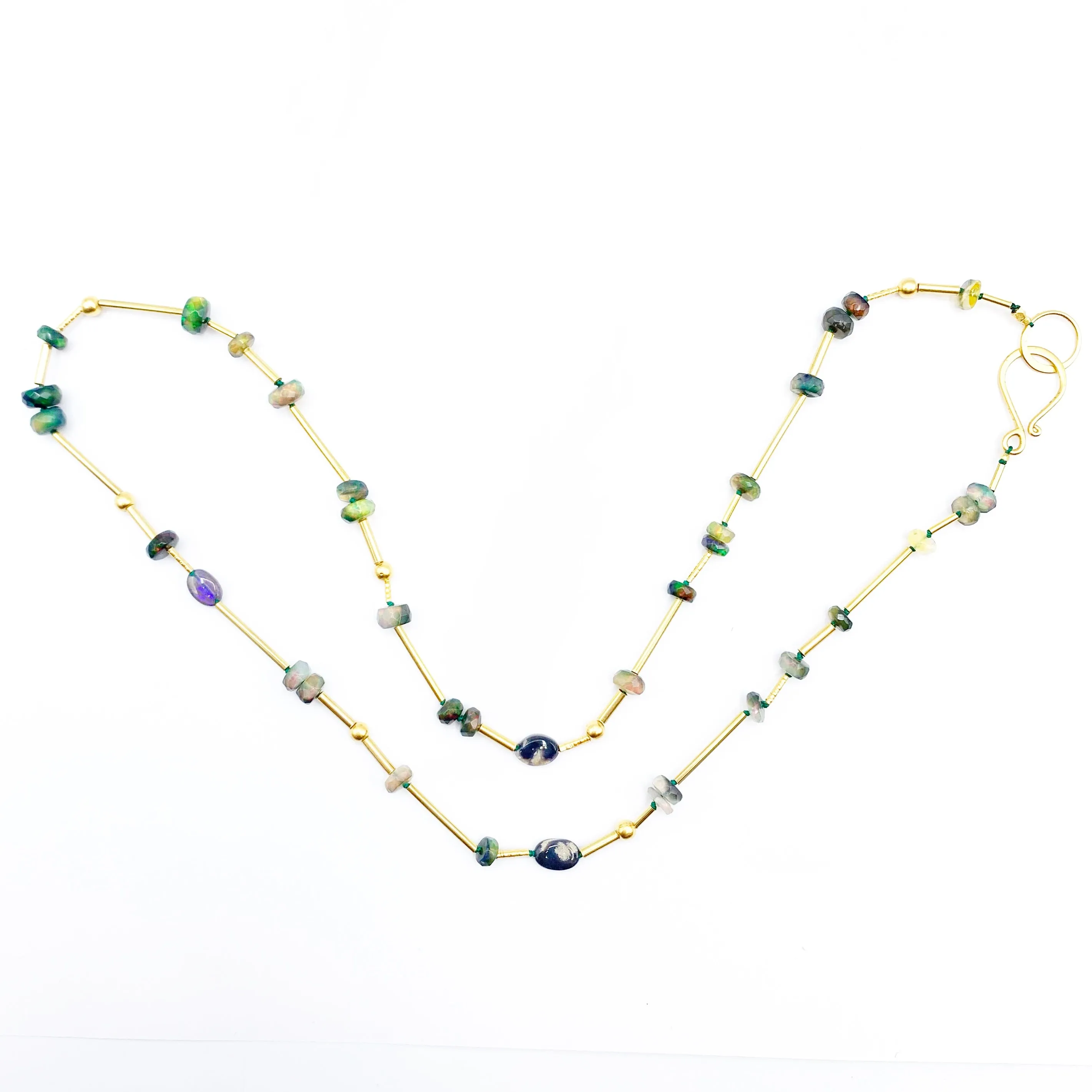 Golden Opal Beaded Necklace