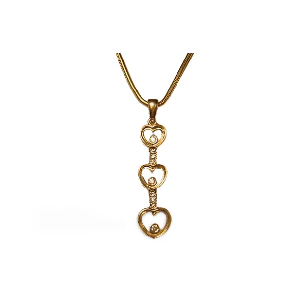 Gorgeous 14K Yellow Gold Floating Diamond Heart Pendant Slide
