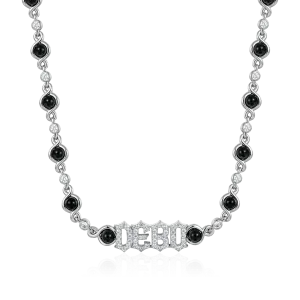 Gothic Font Opal Custom Necklace - 8mm