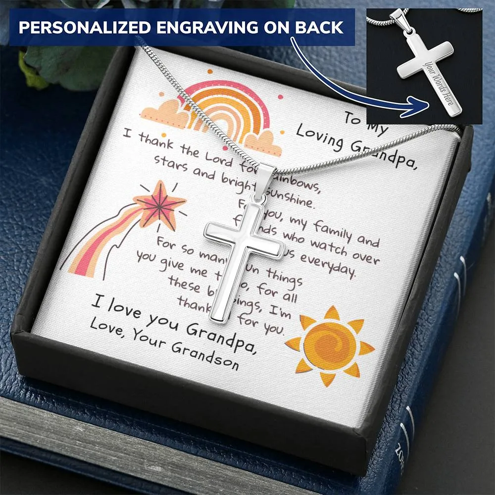 Grandpa, I thank the Lord for you, From GS-Personalized Cross Necklace